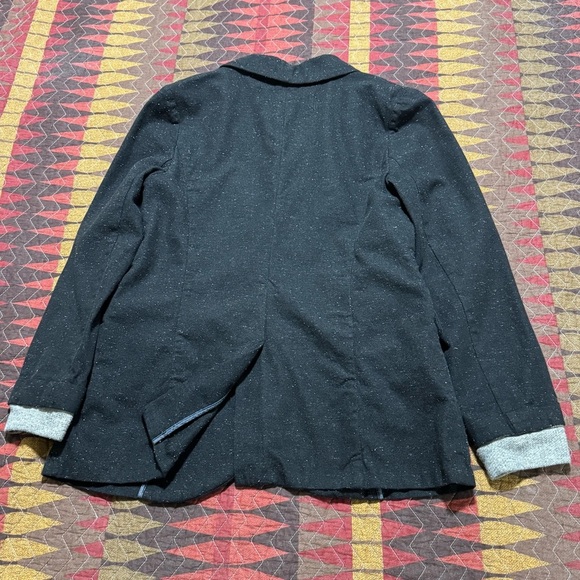 Treasure & Bond Wom M Charcoal Heathered Grey Textured Cotton Blazer Relaxed Fit - Picture 12 of 12